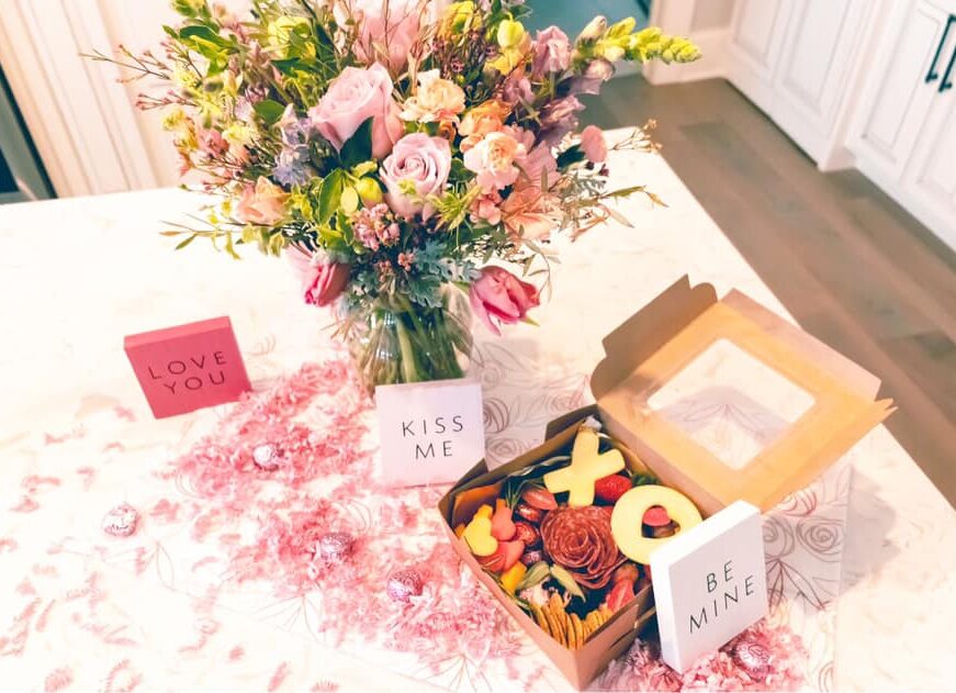 Flowers and charcuterie for Valentine's Day